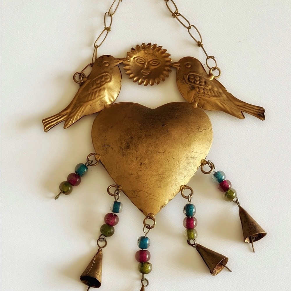 Handmade Recycled Iron Wind Chime Hanging Mobile Sun-Catcher bells beads